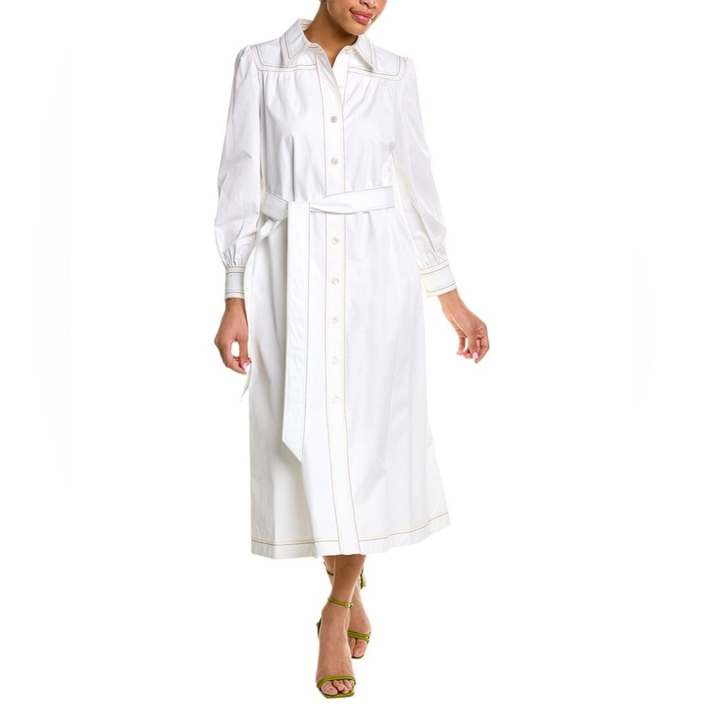 Tory Burch Multicolor Topstitch Artist Dress in White